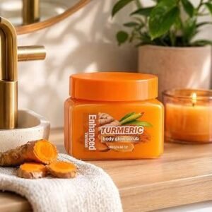 Natural Turmeric Body Glow Scrub & Brightening Bar Combo – Deep Exfoliation & Skin Radiance